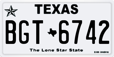 TX license plate BGT6742