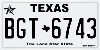 TX license plate BGT6743
