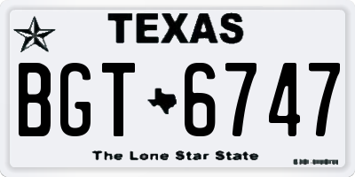 TX license plate BGT6747