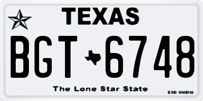 TX license plate BGT6748