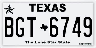 TX license plate BGT6749