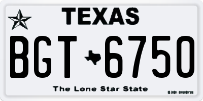 TX license plate BGT6750