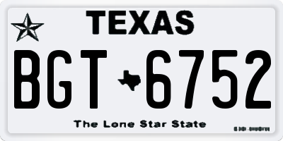 TX license plate BGT6752