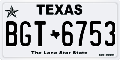 TX license plate BGT6753