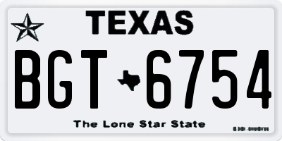 TX license plate BGT6754