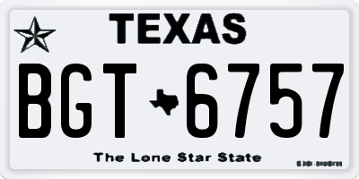 TX license plate BGT6757