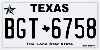 TX license plate BGT6758