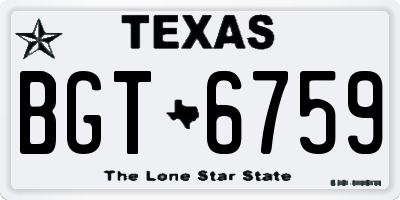 TX license plate BGT6759