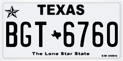 TX license plate BGT6760