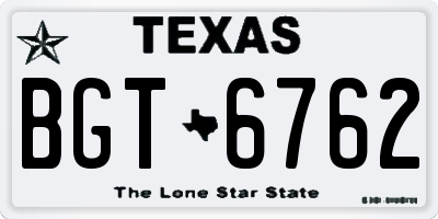 TX license plate BGT6762
