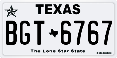 TX license plate BGT6767