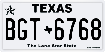 TX license plate BGT6768
