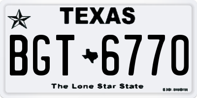 TX license plate BGT6770