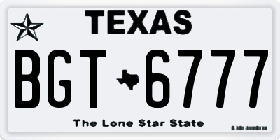TX license plate BGT6777