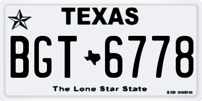 TX license plate BGT6778