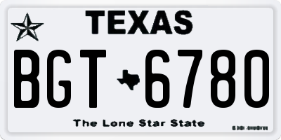 TX license plate BGT6780