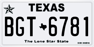 TX license plate BGT6781
