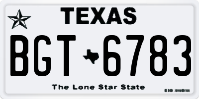 TX license plate BGT6783