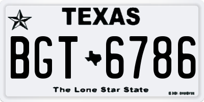 TX license plate BGT6786