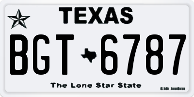 TX license plate BGT6787