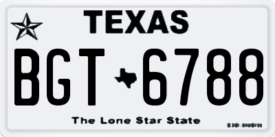 TX license plate BGT6788