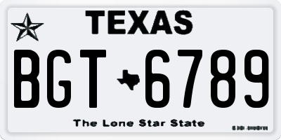 TX license plate BGT6789