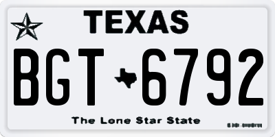 TX license plate BGT6792