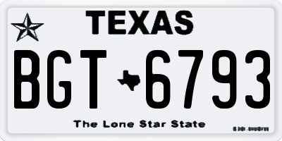 TX license plate BGT6793