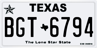 TX license plate BGT6794