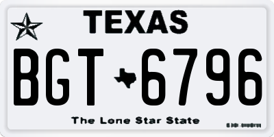 TX license plate BGT6796