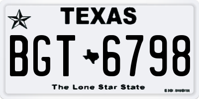TX license plate BGT6798