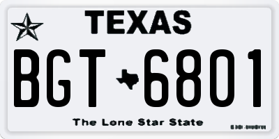 TX license plate BGT6801