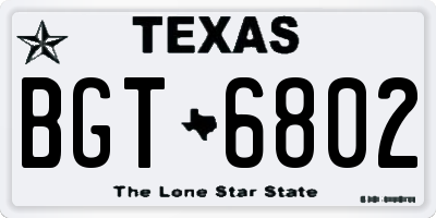 TX license plate BGT6802