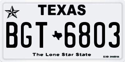 TX license plate BGT6803