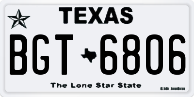 TX license plate BGT6806