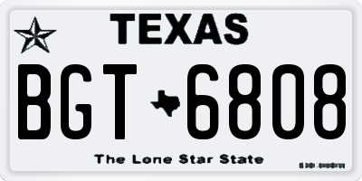 TX license plate BGT6808