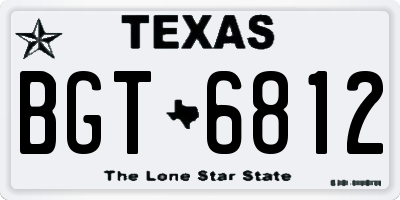 TX license plate BGT6812