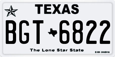 TX license plate BGT6822