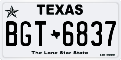 TX license plate BGT6837