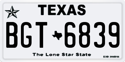 TX license plate BGT6839