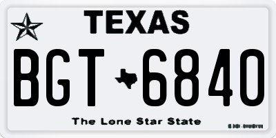 TX license plate BGT6840