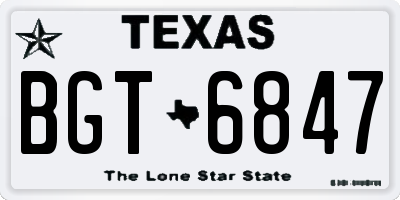 TX license plate BGT6847