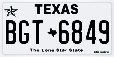 TX license plate BGT6849