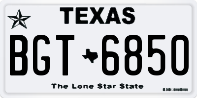 TX license plate BGT6850