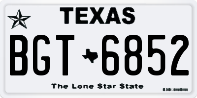 TX license plate BGT6852