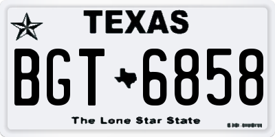 TX license plate BGT6858