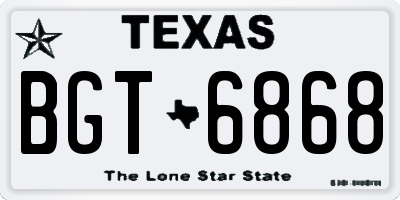 TX license plate BGT6868