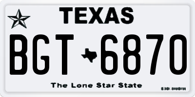 TX license plate BGT6870