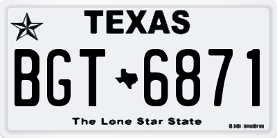TX license plate BGT6871