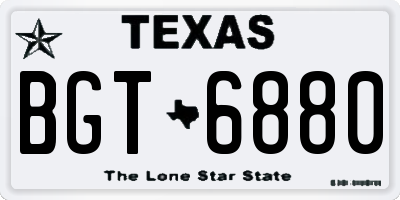 TX license plate BGT6880